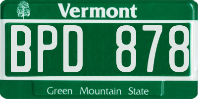 VT license plate BPD878