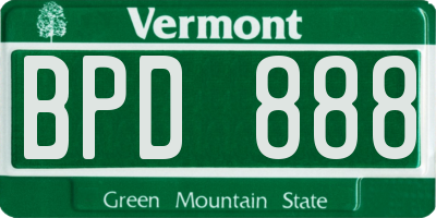 VT license plate BPD888