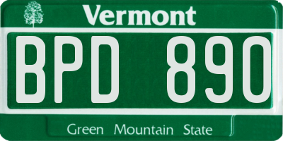 VT license plate BPD890