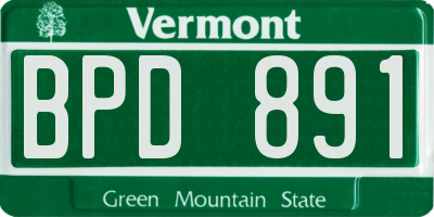 VT license plate BPD891
