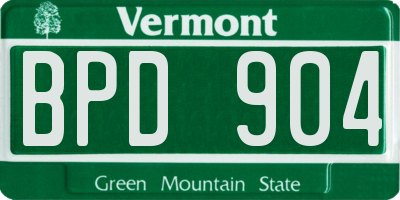 VT license plate BPD904