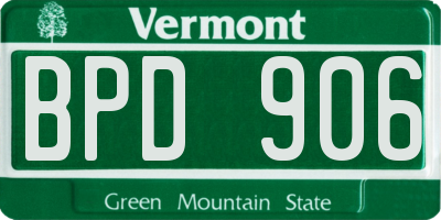 VT license plate BPD906