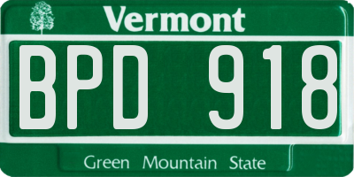 VT license plate BPD918