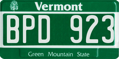 VT license plate BPD923
