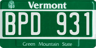VT license plate BPD931
