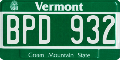 VT license plate BPD932