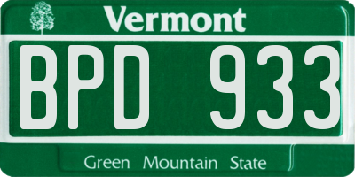 VT license plate BPD933
