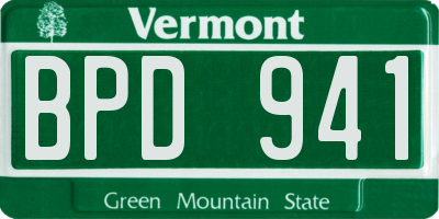 VT license plate BPD941