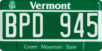 VT license plate BPD945