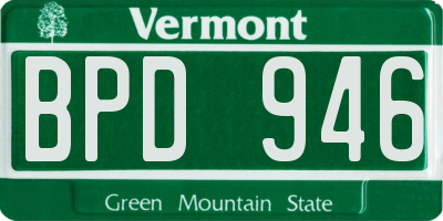 VT license plate BPD946