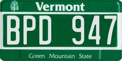 VT license plate BPD947