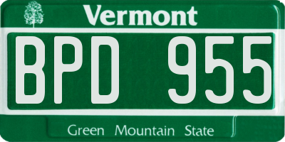 VT license plate BPD955