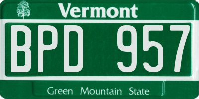 VT license plate BPD957