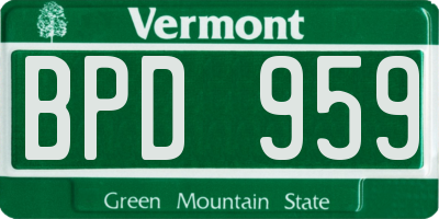 VT license plate BPD959