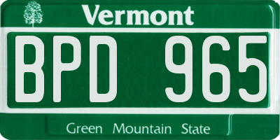 VT license plate BPD965