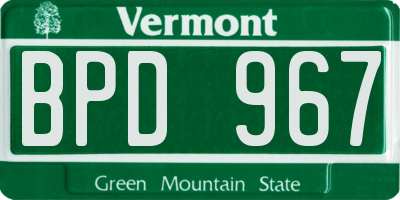 VT license plate BPD967