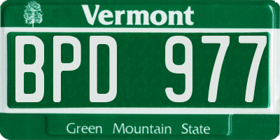 VT license plate BPD977