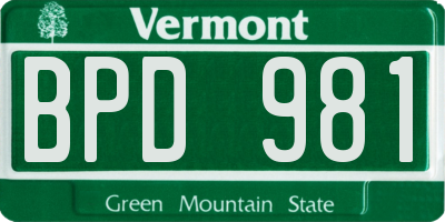 VT license plate BPD981