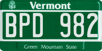 VT license plate BPD982
