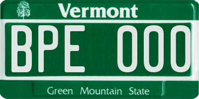VT license plate BPE000