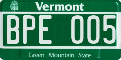 VT license plate BPE005