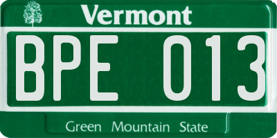 VT license plate BPE013