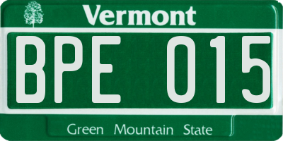 VT license plate BPE015