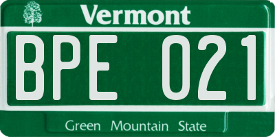 VT license plate BPE021