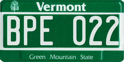 VT license plate BPE022