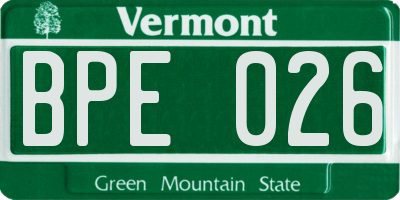 VT license plate BPE026