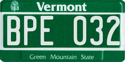 VT license plate BPE032