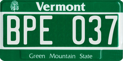 VT license plate BPE037