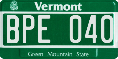 VT license plate BPE040