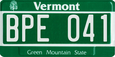 VT license plate BPE041