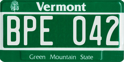 VT license plate BPE042