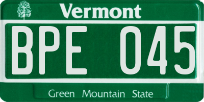 VT license plate BPE045