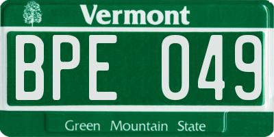 VT license plate BPE049