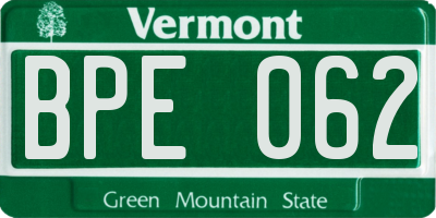 VT license plate BPE062