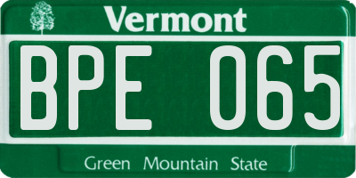 VT license plate BPE065