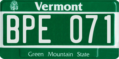 VT license plate BPE071