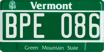 VT license plate BPE086