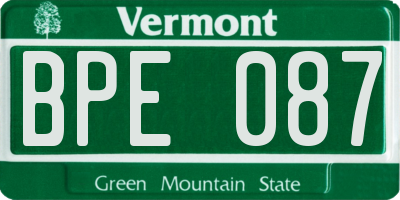 VT license plate BPE087