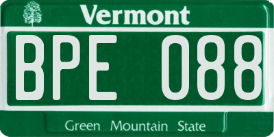 VT license plate BPE088