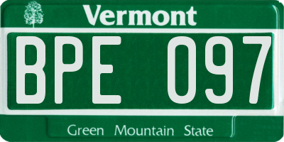 VT license plate BPE097