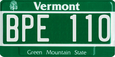 VT license plate BPE110