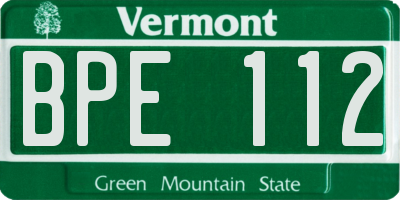VT license plate BPE112