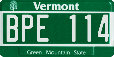 VT license plate BPE114