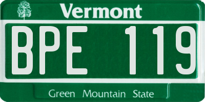VT license plate BPE119