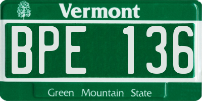 VT license plate BPE136