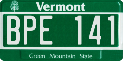 VT license plate BPE141